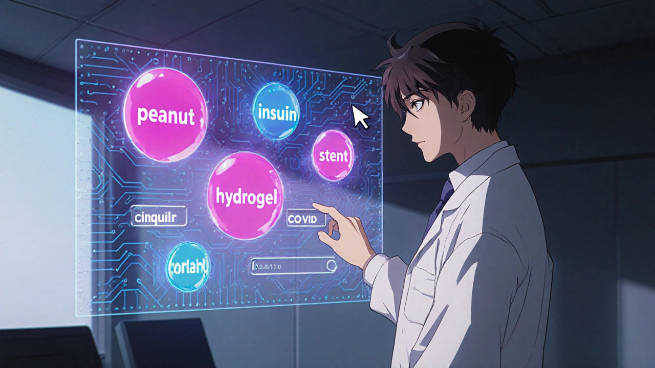 Animated keyword bubbles hover as a user selects safety alert filters.
