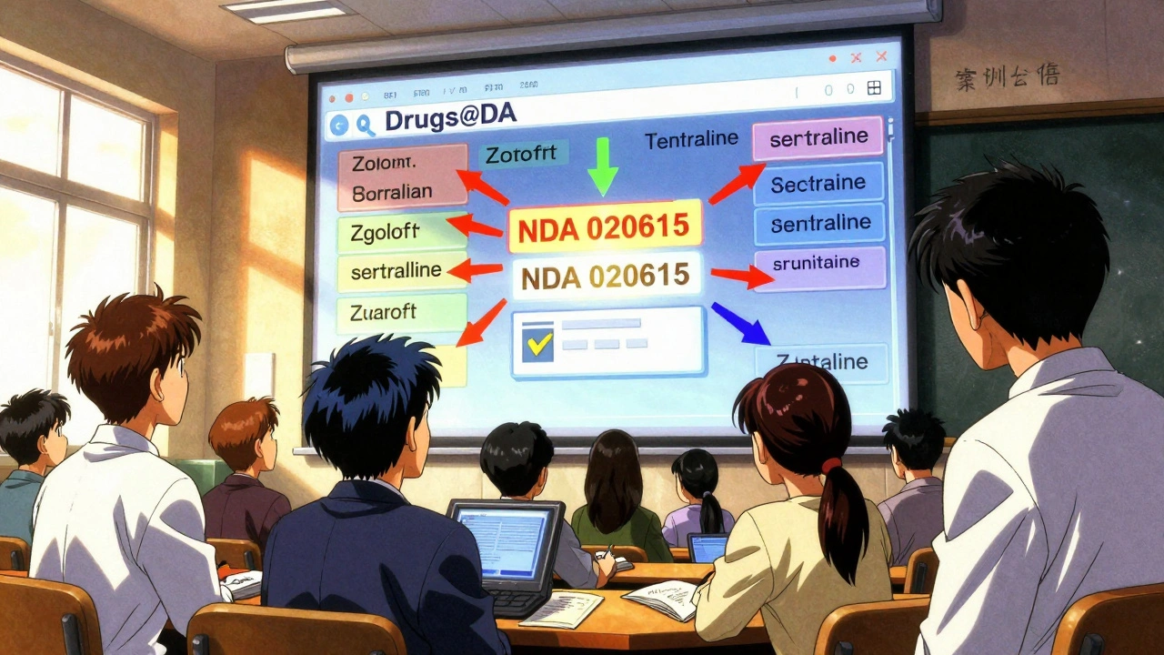 Students studying FDA drug approval data using a holographic interface in a classroom