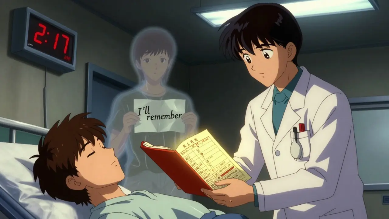 ER staff reviewing a patient's documented medication history during an emergency