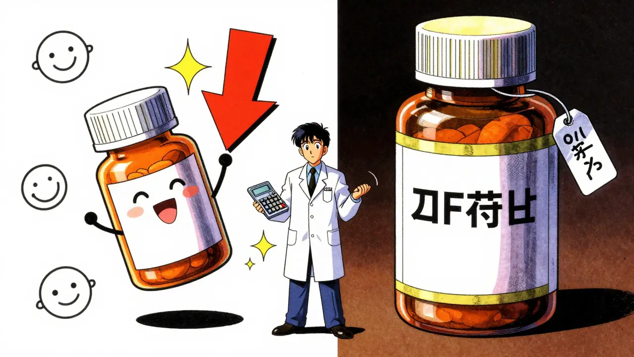 Manga style comparison of generic vs brand drug savings