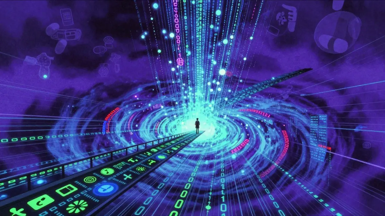 Abstract anime visualization of massive drug safety data streams