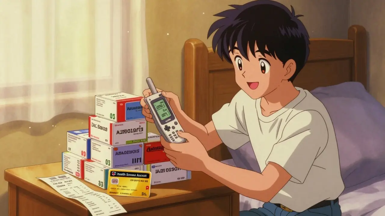 Happy anime character saving money on generic allergy meds