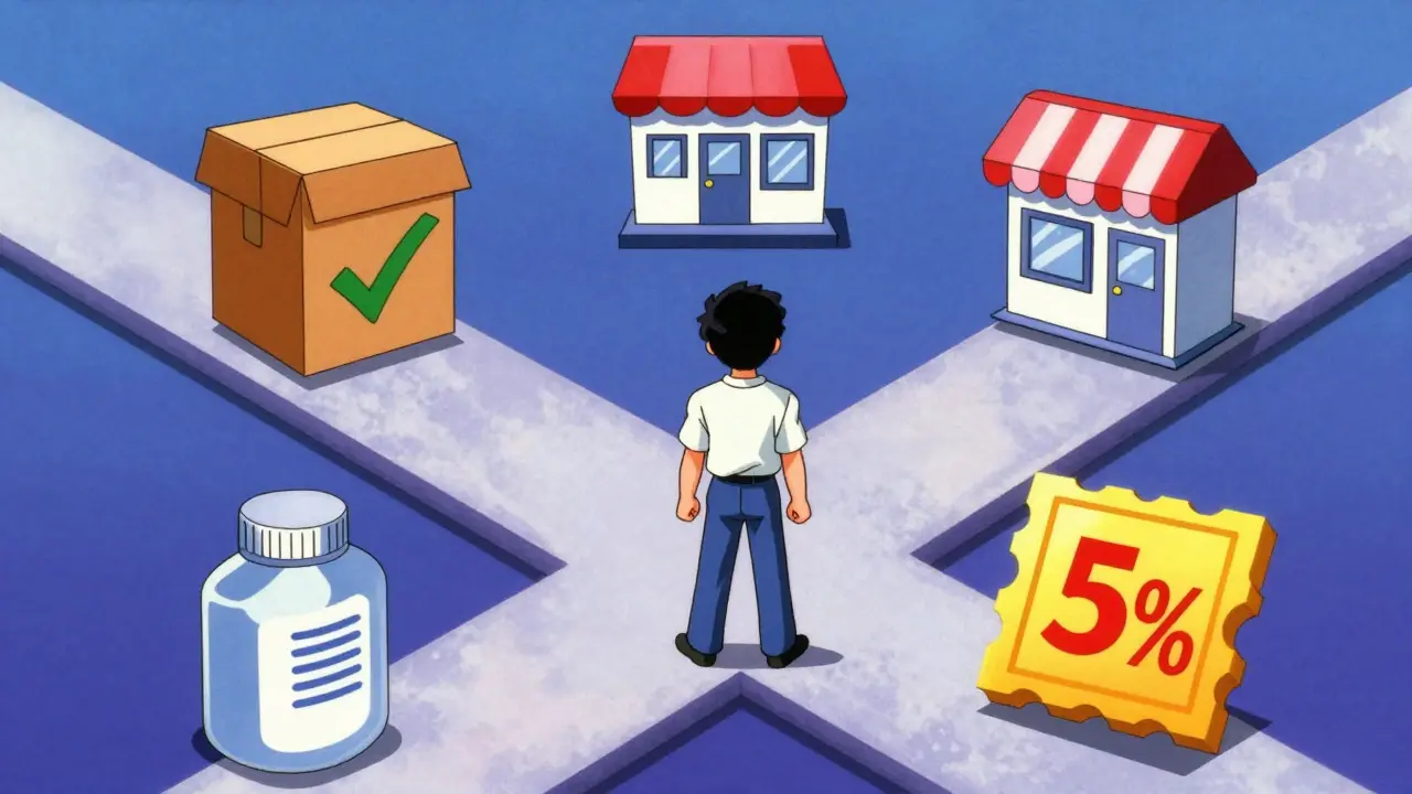 Character choosing between different online pharmacy service options