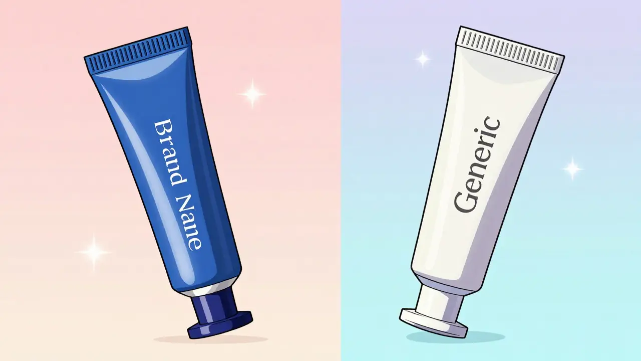 Comparison of brand name vs generic antifungal cream tubes in anime style