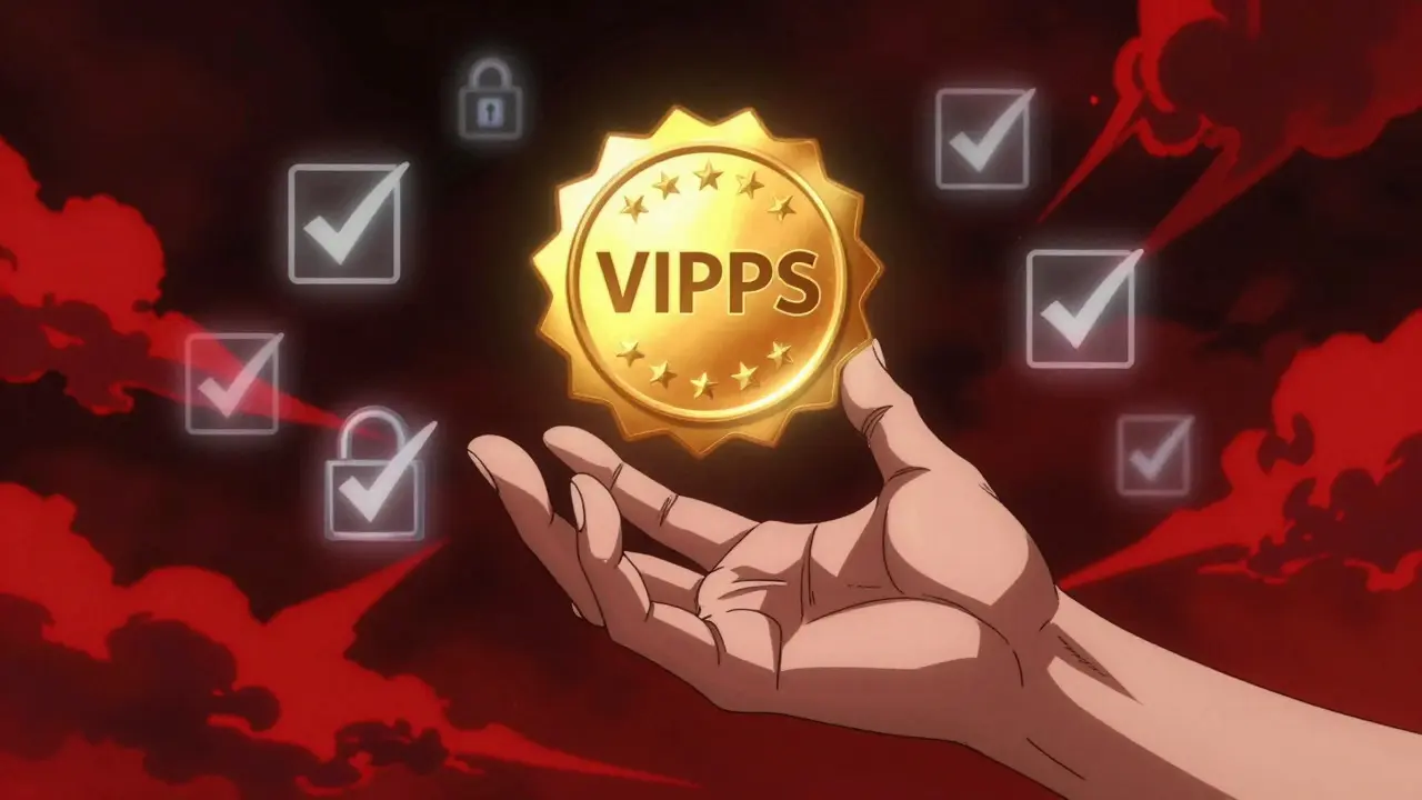 Hand touching a glowing gold certification seal for safe meds